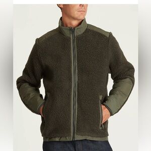 Men's Olive Performance Sherpa Jacket with Quilted Panels